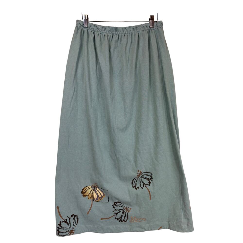 Vintage Blue Fish Blue Cotton Hand-Printed Pattern Skirt Size 2 XL - XXL